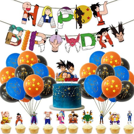 Super Son Goku Design Party Dekorationer Dragon Ball Grattis på födelsedagen Banner Tårtdekorationer Tillbehör Barnens Favoritfest