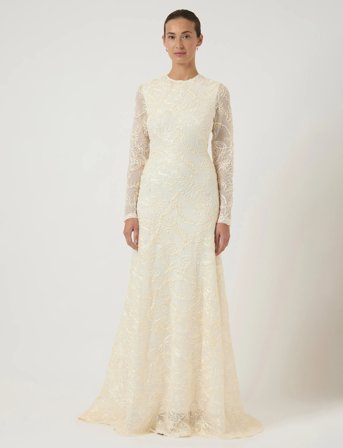 YAS Yasflorina Ls Train Dress S. - Celeb - Cream - L