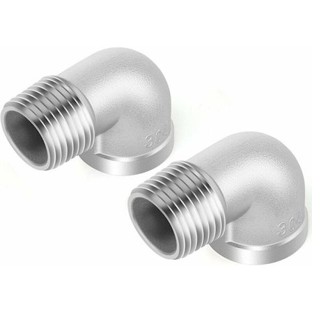 2 st 304 rostfria 90 graders vinkelkopplingar, 3/8" hane till 3/8" hona