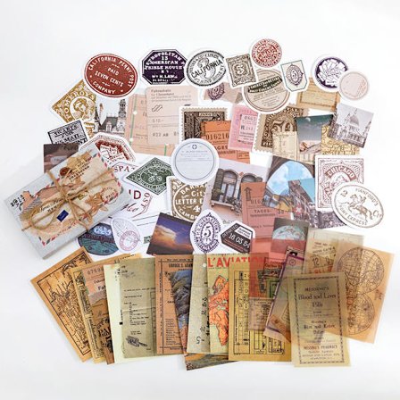 Scrapbooking-tarrat, 120 kappaletta kukkatarroja Scrapbooking Bullet Scrapbooking Vintage-tarrat