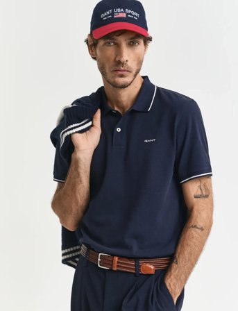 GANT Tipping Ss Pique Polo - Navy - XXXL