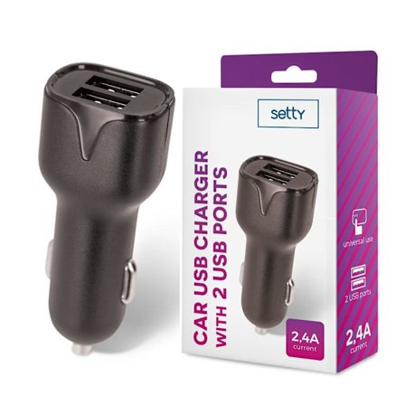 Universal Snabbladdning Dual USB Billaddare 2,4Amp iPhone/Android