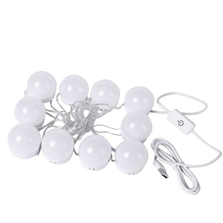 10 Pærer Makeup Lyspærer til Hollywood Spejl USB med Lys 3 Lystilstande Skrivebord Væghængt Sminke Spejl Lys