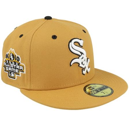 New Era - MLB Beige fitted Czapka Z Daszkiem - Chicago White Sox Lemon Cheesecake 59FIFTY 03 All Star Game Panama Tan/Black/Yellow Fitted @ Hatstore