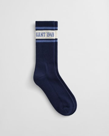 GANT Herren Gestreifte Logo Sportsocken (40-42) Blau