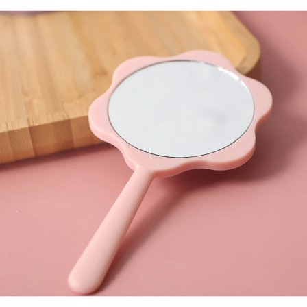 2-pack söta blommor hållande spegel DIY kräm gel reklam spegel smink student liten spegel kreativt handtag spegel