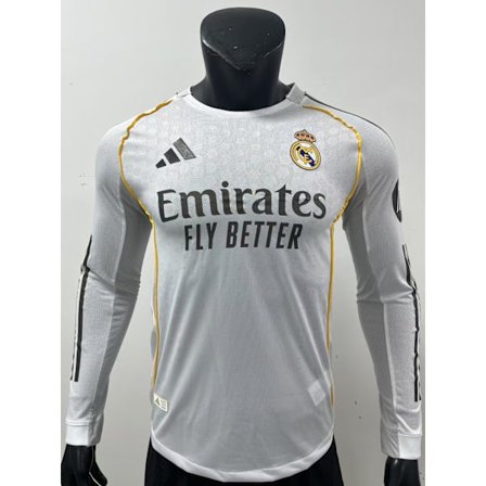 25-26 Real Madrid CF Hjemme Langærmet Trænings Fodbold T-shirt S-2XL