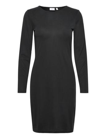 Vimodala O-Neck L/S Midi Dress/Su - Lyhyt Mekko Musta Vila