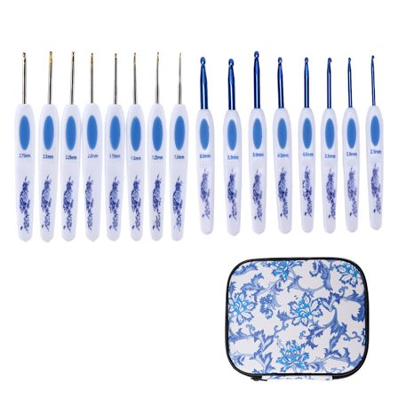 Ergonomisk Hæklenålesæt Komfortabelt Håndtag Robust DIY Strikkeværktøj til Begyndere Entusiaster Blå