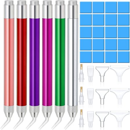 6 st LED-diamantmålningspennor med ljus, 5d diamantmålningspenna