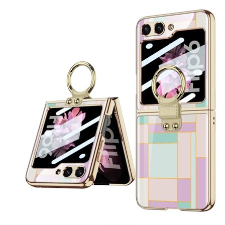 Passer for Samsung z flip6 mobiltelefondeksel galvanisert glass sammenleggbar skjerm zflip6 ringfeste