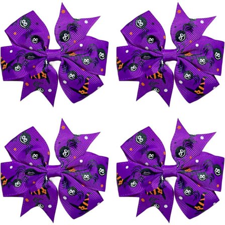Halloween Lilla Edderkop Piger Hårsløjfer Clips Slides Greb 3 " tommer Livlige Farver Edderkopper - 4-pak