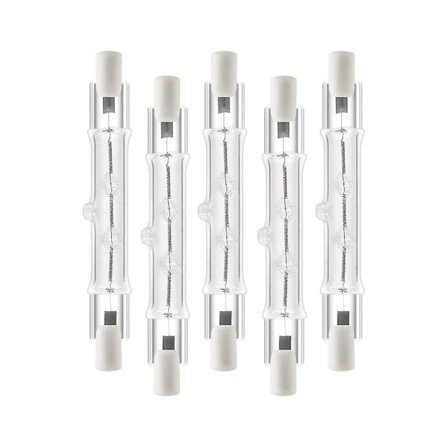 5-pak R7s 118mm 400W 230V, R7s Halogen Lineær Lyskilde, Dæmpbar Halogenpære til Byggearbejde