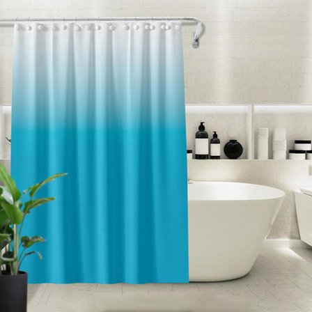 (Ljusblå) Duschdraperi Vattentät Gradient Badrumsdraperi