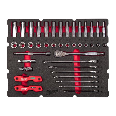 Milwaukee 4932493640 Verktygssats 3/8", 55 delar, med skuminlägg, Handverktyg