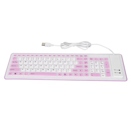 Foldbar Silikon Tastatur 103 Taster USB Kabelforbundet Silikon Foldbar Vandafvisende Lydløs Fade-fri Foldbar Tastatur til PC Bærbar Lilla