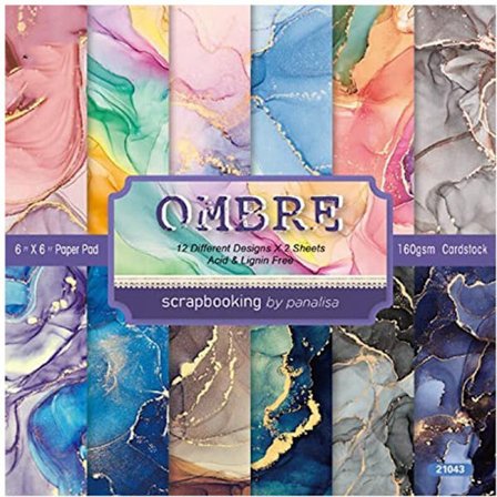 Albumpapper, 24 ark blandat färgat papper, 6 tum x 6 tum B