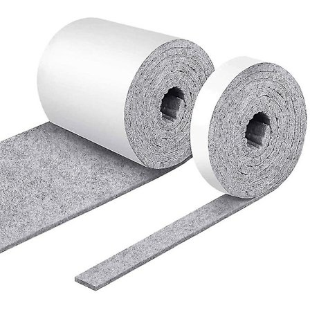 Filtsko til stole - Selvklæbende grå filttape - Tyk 4mm - 2 ruller filtstrimler