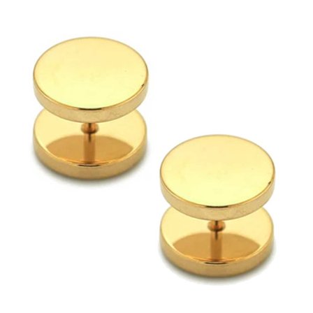 2-pack Fake Plug Fake Forlængelse Øreringe Piercing Jewel Gold - 12mm
