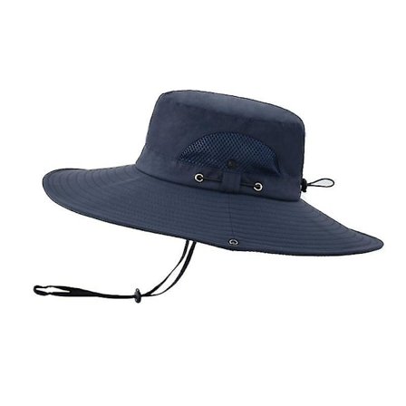 Solhat til mænd, vandtæt bredskygget bucket hat UV-beskyttelse boonie hat til fiskeri vandreture have strand 1 stk, marineblå)