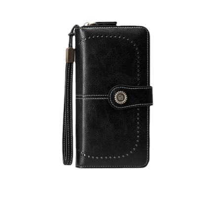 Kvinnor plånbok myntväska RFID Stöldskydd Svepande lång dragkedja Stor kapacitet Clutch Midnight black