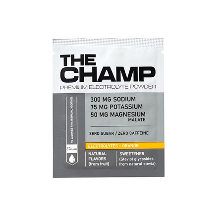 Vitaminer 12 x THECHAMP Elektrolytpulver 4,5 g, Apelsin - Bodyman.dk