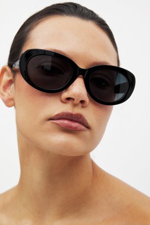 NA-KD Lunettes de soleil ovales en acétate - Lunettes de soleil - Noir - One Size