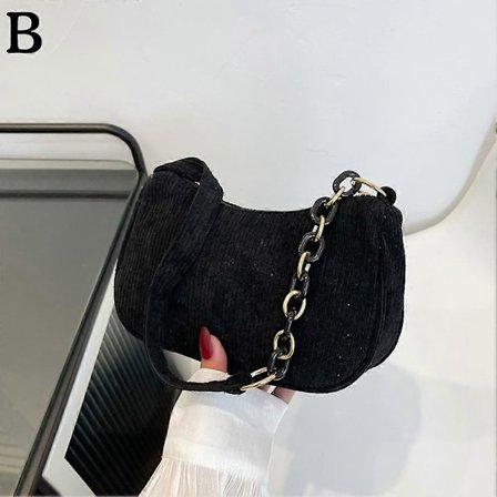 Fashion Corduroy Armhåleväska Axelväska Axelrem Kedjeväska Casual