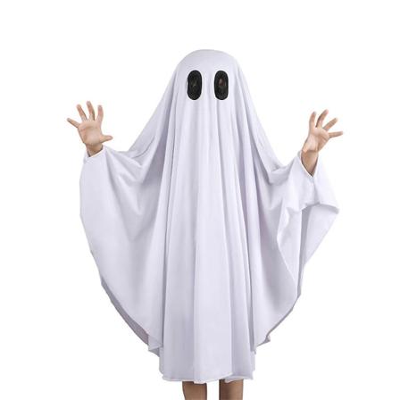 Spøkelseskostyme for barn Halloween Toddler Halloween Ghost Cape Spøkelsesaktig men søt cosplay Halloween-festtilbehør, en one size for barn 1-9 år XL