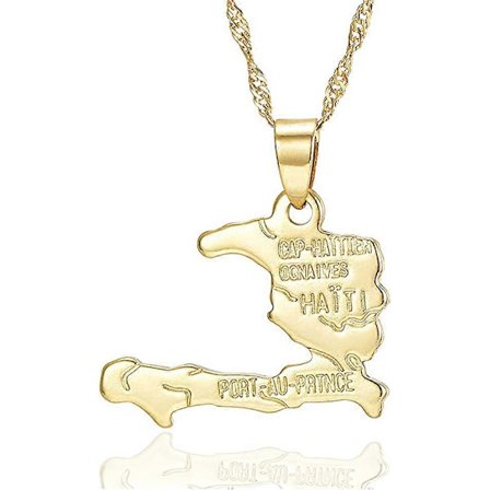 Hip Hop-belagt Haiti Kart Tag Anheng Halskjede