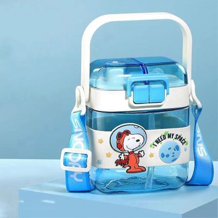 600ML Vattenflaska med Stor Kapacitet, Tecknad Flip Top Vattenflaskor för Kontor, Arbete, Hemma, Sport