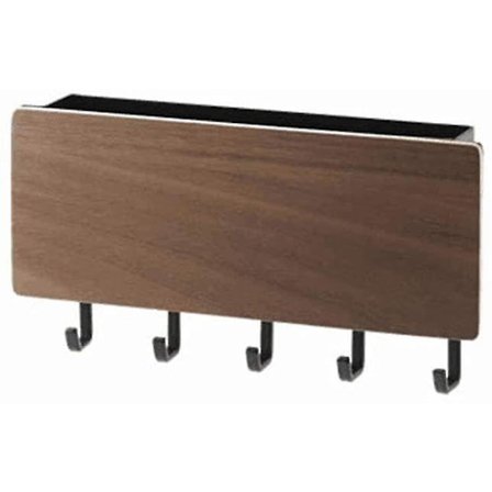 Nøkkelhylle med hylle, allsidig nøkkelhylle laget av tre, veggmontert avisholder i tre