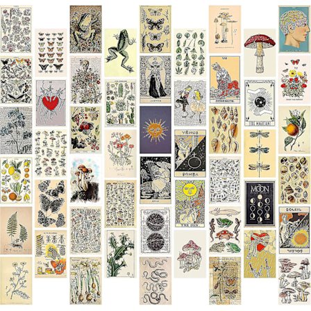 Vintage Växtväggskollage Väggdekoration Konst Poster