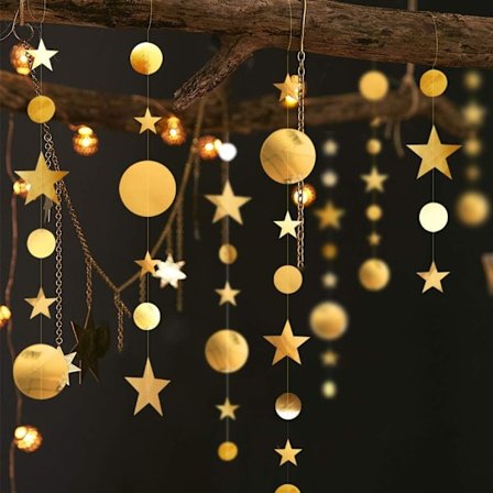 4 stk. Gull Twinkle Little Star Party Kit Metallic Matt Gross Garland Bunting Banner Dekorasjon for Jul Bursdag Bryllup Barnerom