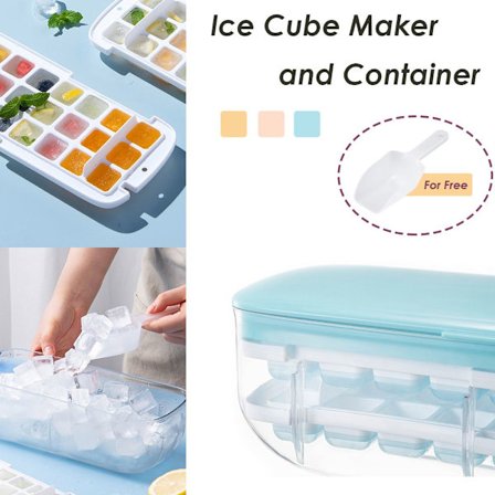 24 Grids Ice Cube Container Box Press Typ Ice Cube Maker BLÅ