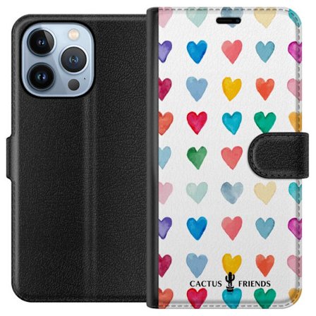 Yhteensopiva Lompakkokotelo Apple Apple iPhone 13 Pro Cactus and Friends - Watercolor Love Grid