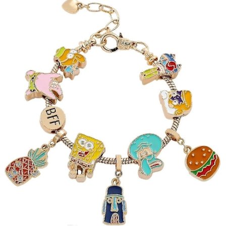 Dam Smycken Guldberlock Armband Pandora Inspirerad Stil m/Ros Silverfärg 19CM Hjärta Berlocker, Armband för Kvinnor-Tonåringar Svamp Bob