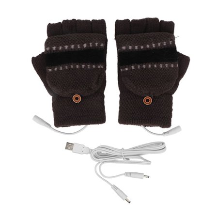 USB-lämmitettävät käsineet, puolisormikkaat, kokosormikkaat, kaksipuoliset lämmittävät lämpimät käsineet kirjoittamiseen ja pelaamiseen, harmaa