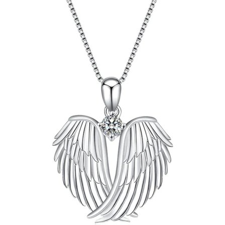 Ängelvinger Halskæde Engel Halskæde Sølv Smykker Skytsengel Vinger Vedhæng Charm Halskæde Smykker Gaver til Kvinder Piger Venner sølvfarvet