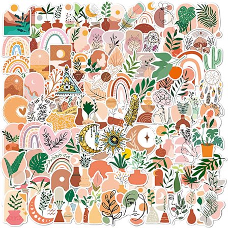 Bohemian Estetiske Klistremerker Pakke med 100 - Vinyl - Store Klistremerker - Dekal for Vannflaske Bagasje Gave