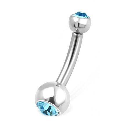 Navelpiercing Kirurgiskt stål med Blå Cubic Zirconia Silver Färg
