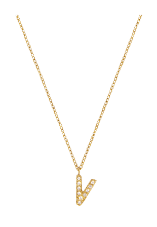 Mockberg Petite Stone Letter V Gold Necklace Smycken & klockor Dam Guld ONESIZE