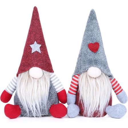 2 Jultomtar Plysch Tomte, Jultomte Elf Staty