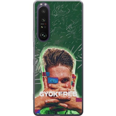 Yhteensopiva Puhelinkuori Sony Xperia 1 III Lamine Yamal Barcelonan pelipaidassa, jossa on neonvaloja ja punaisia ja sinisiä salamoita dramaattisessa