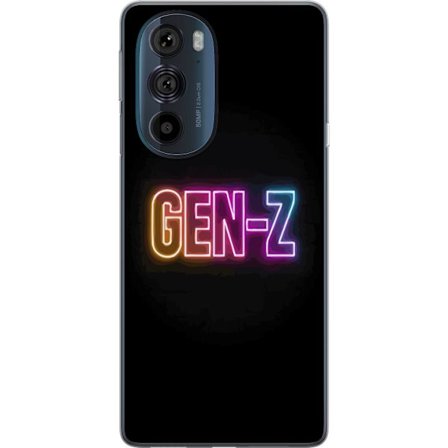 Yhteensopiva Puhelinkuori Motorola Motorola Edge 30 Pro Neontext Gen Z värikkäässä valossa tummaa taustaa vasten modernissa digitaalisessa tyyliis