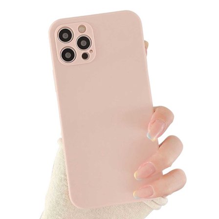 iPhone 12 Tunt Rosa Beige Mobilskal med Linsskydd 1mm TPU