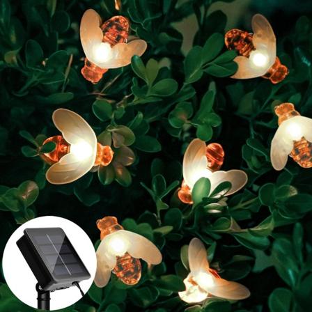 Solcelled Bie-Lysstreng 6,0M 30LED Utendørs Feelyss Vanntett Innendørs Hage Terrasse Fest Juletre Varmt Hvit