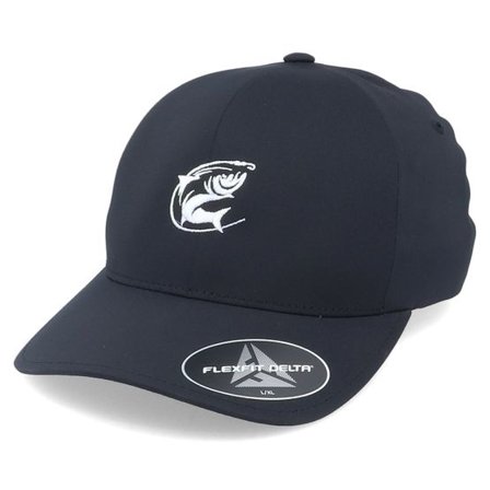 Skillfish - Svart flexfit Keps - Oval Fishing Logo Black Delta Flexfit @ Hatstore