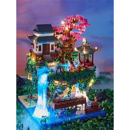 Rakennuspalikkalelu Mikrohiukkasia Pojille Tytöille Persikankukkalammen Malli Suuri Koko Korkea Vaikeustaso Koulutuslelu Huoneen Sisustus