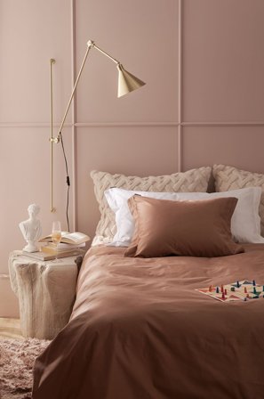 Staycation - Påslakanset Fancy i bomullssatin, 2 eller 3 delar - Brun - Påslakanset - 220X220 - Från Homeroom